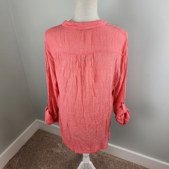 Zac & Rachel Women’s Hi Low Hem Loose Fit Salmon Coral Top Tunic Size Large - Picture 5 of 8